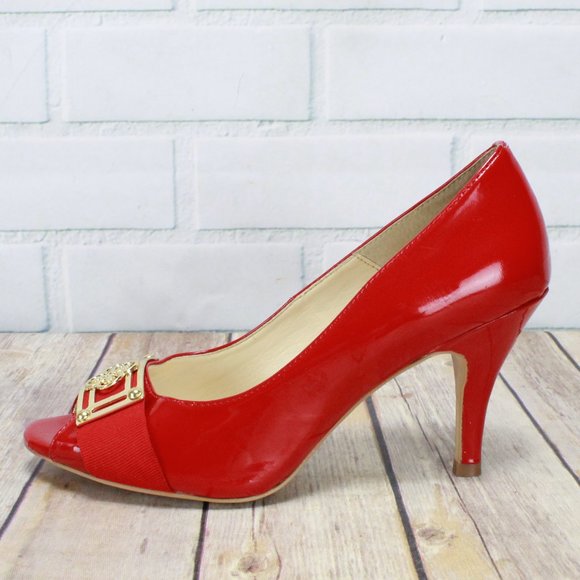 ISOLA Red Peep Toe High Heels Sandals Size 6.5 - Picture 2 of 8